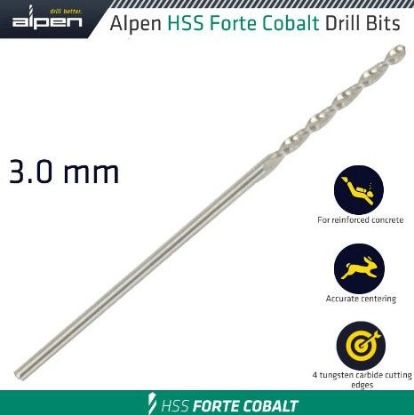 Picture of ALP18303 ALPEN HSS TE 3MM COBALT DRILL