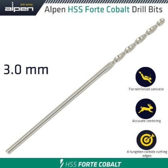 Picture of ALP18303 ALPEN HSS TE 3MM COBALT DRILL