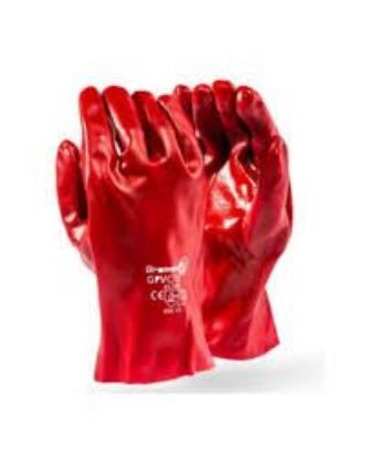 Picture of GLOVE PVC RED STD WEIGHT OPEN CUFF WRIST LEGTH