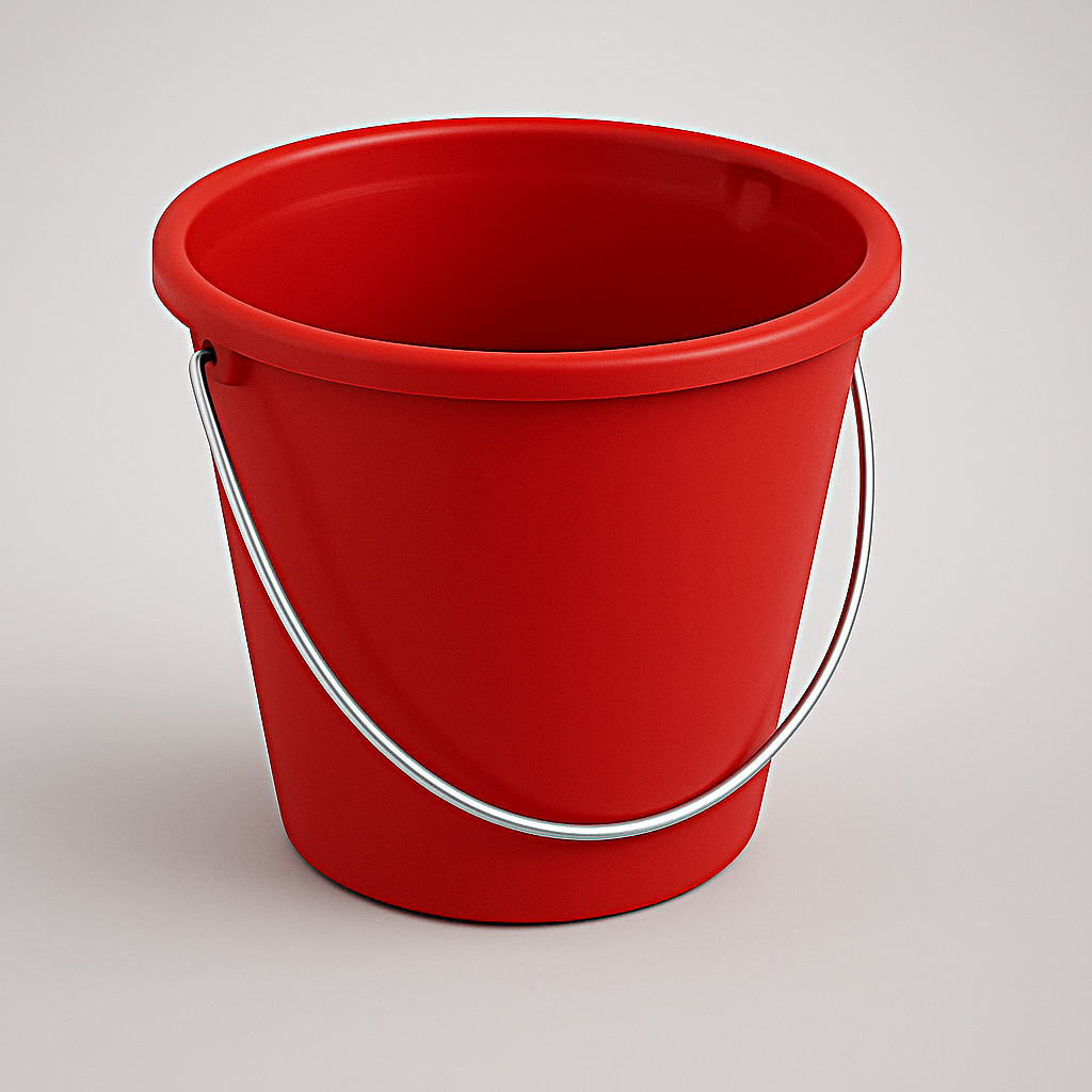 Picture of ROUND PLASTIC BUCKET W/SPOUT RED