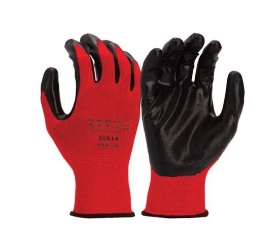 Picture of B.E.D. GLOVE GENERAL HANDLING RED/BLK SMOOTH NITRILE M