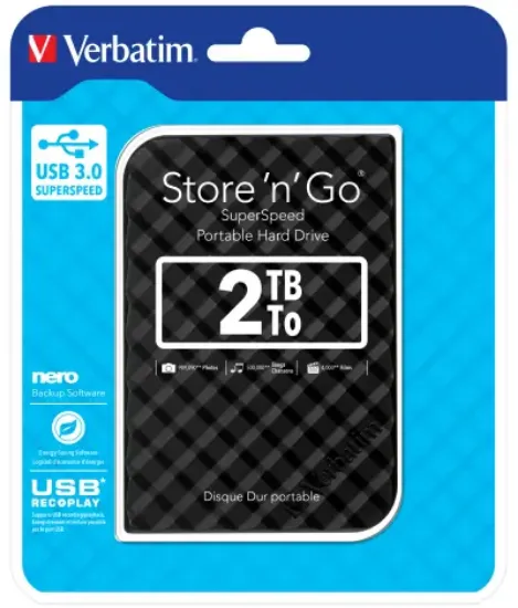 Picture of Verbatim 2.5 USB 3 Hard Drive Gen 2 1TB